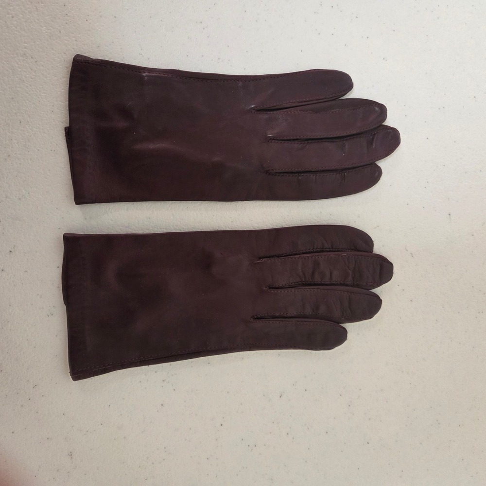 Womens Burgundy Leather Dress Gloves Vintage Style Solid Dark Red Plum Wine 9in